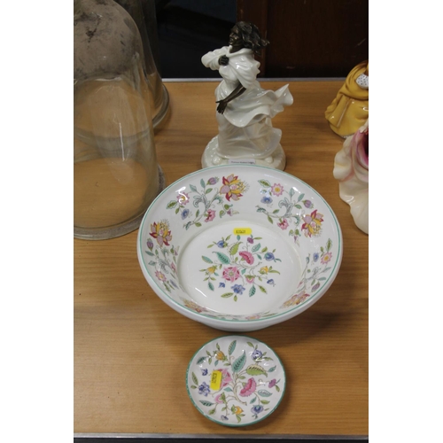 279 - Minton fine bone china Sea Breezes figurine, a Minton Haddon Hall bowl, and saucer.  (£)