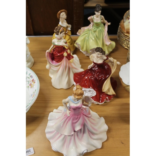 280 - Five Royal Doulton figurines to include HN5466 Winter Ball, HN5465 Autumn Ball, HN5464 Summer Ball, ... 