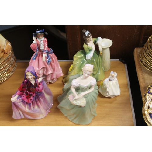 283 - Five Royal Doulton figurines to include HN1849 Top O the Hill, HN1496 Sweet Anne, HN1559 Priscilla, ... 