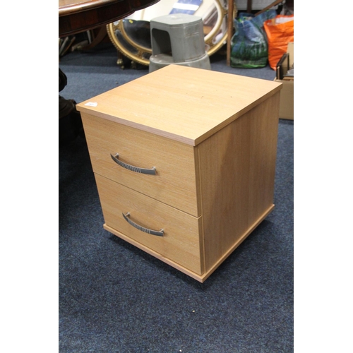 767 - Modern laminate two drawer bedside chest.