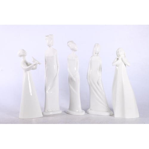 278 - Three Spode bone china figurines by Pauline Shore to include Georgina, Emma and Henrietta, and two R... 