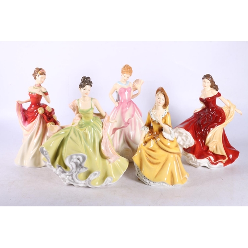 280 - Five Royal Doulton figurines to include HN5466 Winter Ball, HN5465 Autumn Ball, HN5464 Summer Ball, ... 