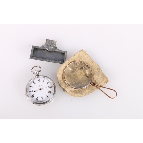 678 - Continental silver cased fob watch by Bremer of Geneva, a gold tone monocular glass and British Asso... 