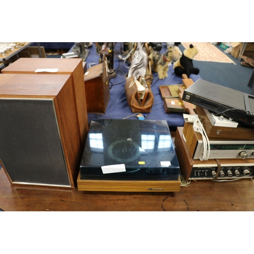 243A - Collection of audio equipment to include a Garrard turntable, Technics quartz, Rotel tuner etc.