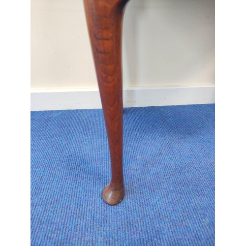 400 - George III walnut lowboy with small centre drawer flanked by deep drawers, on cabriole supports with... 