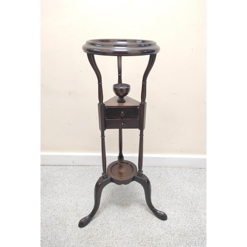 403 - Victorian mahogany hall chair with shaped scroll back bearing scroll cartouche to the centre, on spi... 