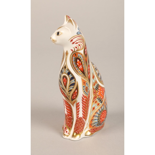 23 - Royal Crown Derby Paisley design cat figure, 13cm h