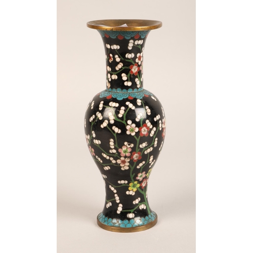 24 - Cloisonne floral design vase 22cm h