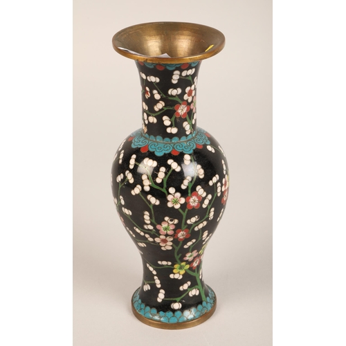 24 - Cloisonne floral design vase 22cm h