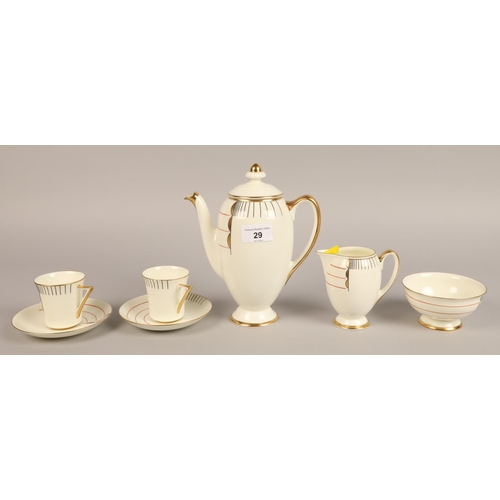 29 - Royal Doulton Magna design art deco style coffee set for two (7pcs)