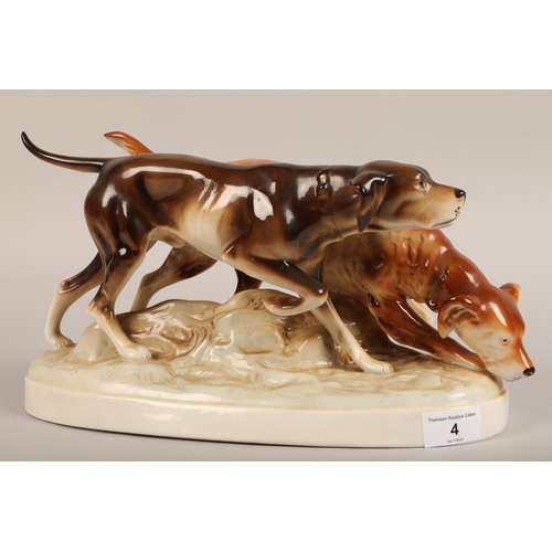 4 - Pair hunting dogs group figure  34cm long