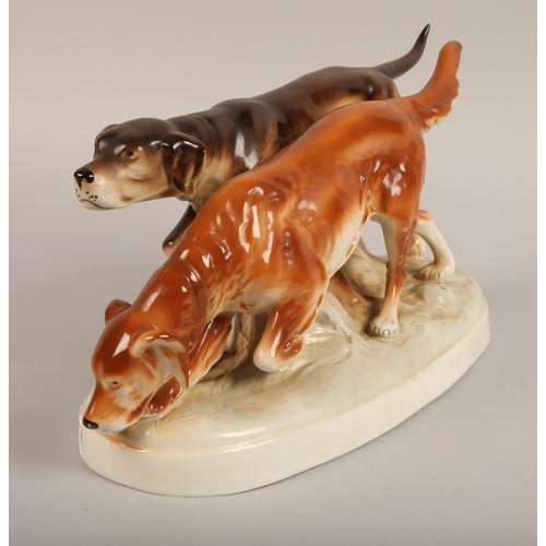 4 - Pair hunting dogs group figure  34cm long