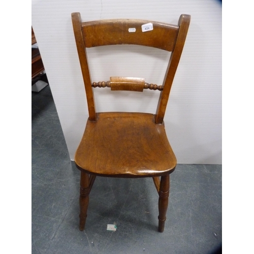 388 - Pair of bergère-back dining chairs, a solid-seat kitchen chair and an upholstered Edwardian b... 