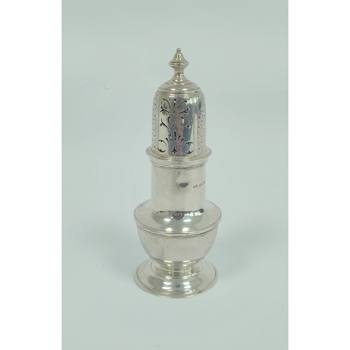 90 - Silver baluster caster of Georgian style, Sheffield 1891, 16.5cm, 163g / 5oz.