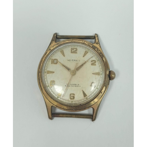 94 - 1950s gent's Hermes rolled gold watch, 32mm.