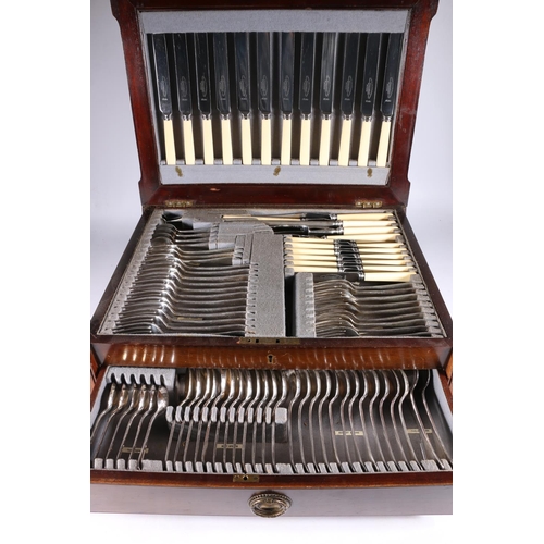 19 - Canteen of A1 silver plated flatware by Martin Hall and Co. in mahogany case. 