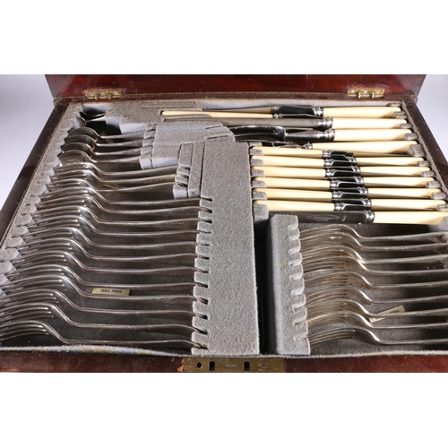 19 - Canteen of A1 silver plated flatware by Martin Hall and Co. in mahogany case. 