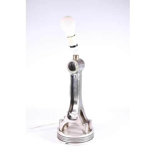 358 - Rolls Royce interest, a lamp formed from a Rolls Royce marine engine piston, 36cm tall. 