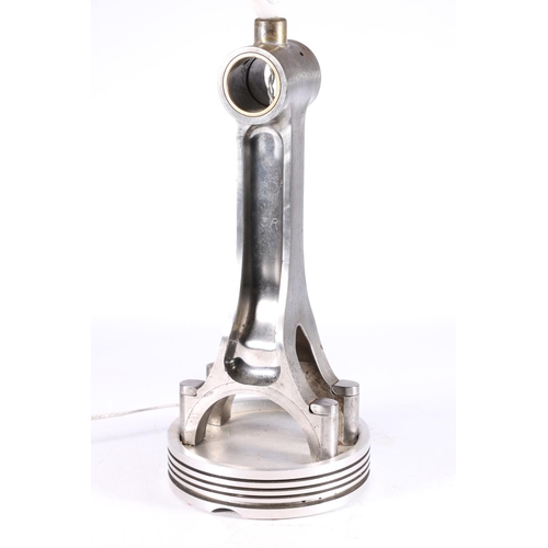 358 - Rolls Royce interest, a lamp formed from a Rolls Royce marine engine piston, 36cm tall. 