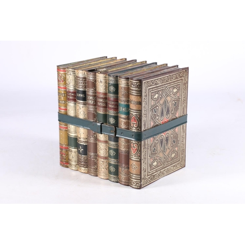 359 - Huntley and Palmers Biscuits tin in the form eight bound books including History of England, Pilgrim... 