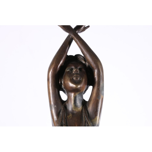 360 - Modern cast metal statue modelled as a young female ballerina with crossed arms, 53cm tall. 