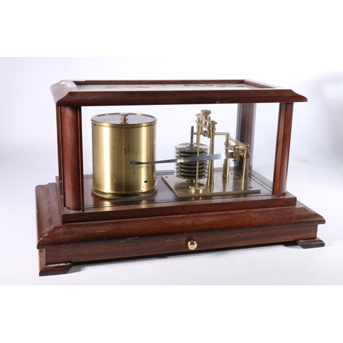 371 - Mahogany and inlaid cased brass eight atmosphere barograph by the Gluck Barograph and Recorder Compa... 