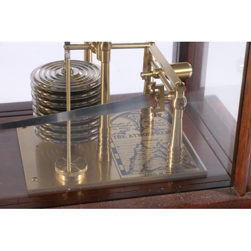 371 - Mahogany and inlaid cased brass eight atmosphere barograph by the Gluck Barograph and Recorder Compa... 