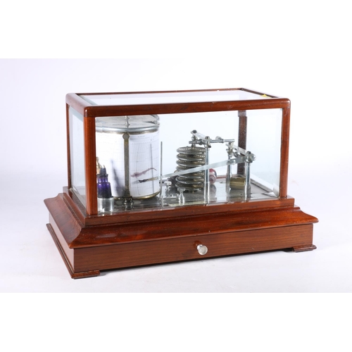 372 - Lennie of Edinburgh seven atmosphere barograph in mahogany case with base drawer, 37cm long. 