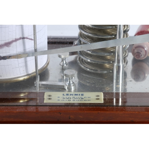 372 - Lennie of Edinburgh seven atmosphere barograph in mahogany case with base drawer, 37cm long. 