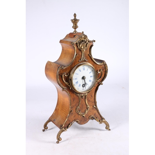 374 - German Rococo style walnut cased mantel clock with gilt metal mounts, the enamel dial with Roman and... 