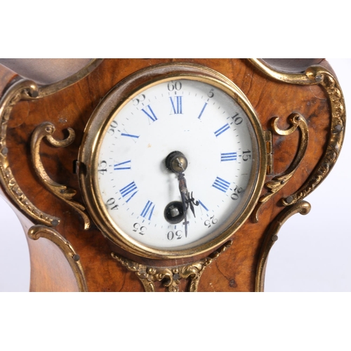 374 - German Rococo style walnut cased mantel clock with gilt metal mounts, the enamel dial with Roman and... 