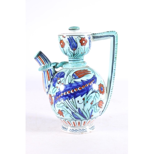 432 - Italian Cantagalli ewer pot decorated in the Iznik palate with hand-painted floral design, painted c... 