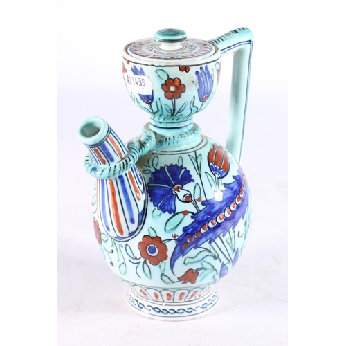 432 - Italian Cantagalli ewer pot decorated in the Iznik palate with hand-painted floral design, painted c... 