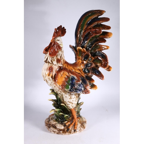 435 - Large Italian pottery model of a cockerel, 59cm tall. 