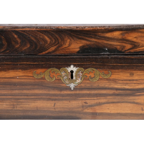 343 - 19th century coromandel and mahogany inlaid writing slope, 14 x 36 x 24cm.