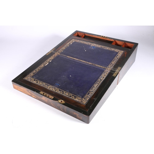 343 - 19th century coromandel and mahogany inlaid writing slope, 14 x 36 x 24cm.