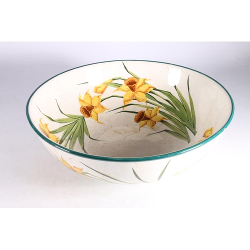 433 - Robert Heron and Sons Wemyss pottery wash bowl decorated with daffodil design, impressed mark 'WEMYS... 