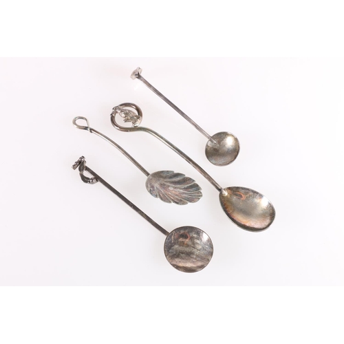 94 - Four contemporary silver spoons by Rita Ferguson, 45g and other spoons unmarked, 84g. Rita Ferguson ... 