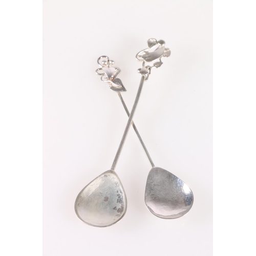 94 - Four contemporary silver spoons by Rita Ferguson, 45g and other spoons unmarked, 84g. Rita Ferguson ... 