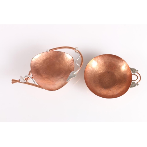 95 - Contemporary Arts & Crafts style copper and silver spoons, taste vin and pedestal bowl by Rita F... 