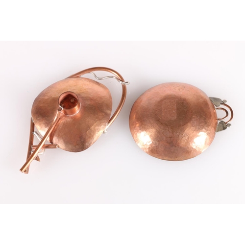 95 - Contemporary Arts & Crafts style copper and silver spoons, taste vin and pedestal bowl by Rita F... 