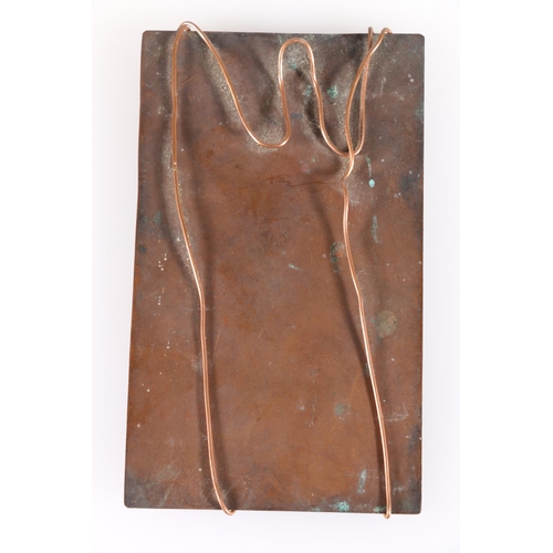 96 - Contemporary bronze plaque by Rita Ferguson, with applied brass, copper and enamel work bust of an o... 