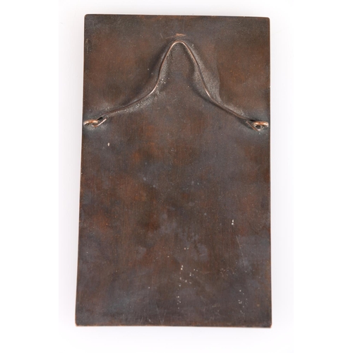 96 - Contemporary bronze plaque by Rita Ferguson, with applied brass, copper and enamel work bust of an o... 