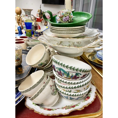 321 - Japanese laquered tray, various ashets, Portmerion botanic bowls, footed fruit bowl etc