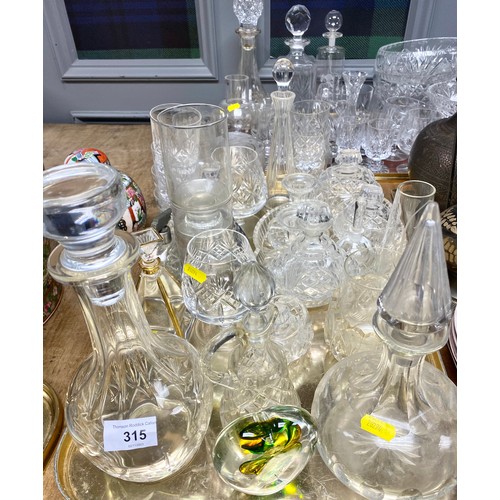 315 - Selection of glassware including atomisers, decaters, dressing set  etc