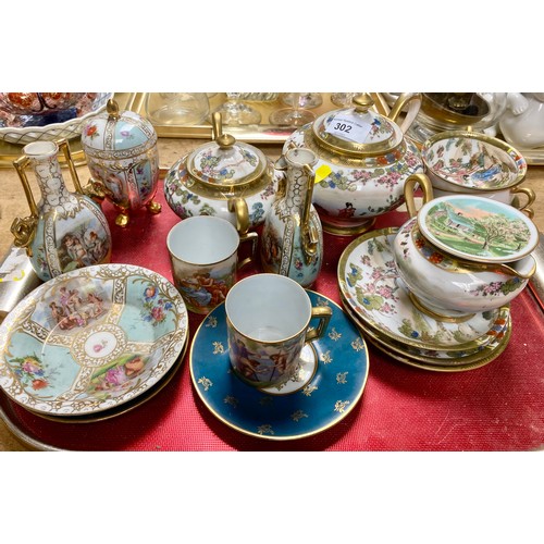 302 - Noritake part teaset including teapot, other decorative continental ware