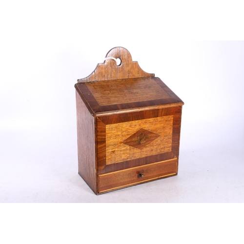 114 - Oak and crossbanded candle box, 34cm.