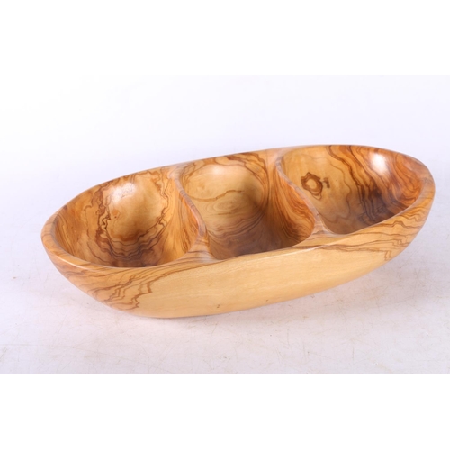 13 - Mixed wood salad bowl and servers, another salad bowl, and a wooden dish.