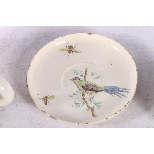 146 - Continental porcelain plate decorated with butterflies, an early Copeland demi tasse cup and saucer,... 