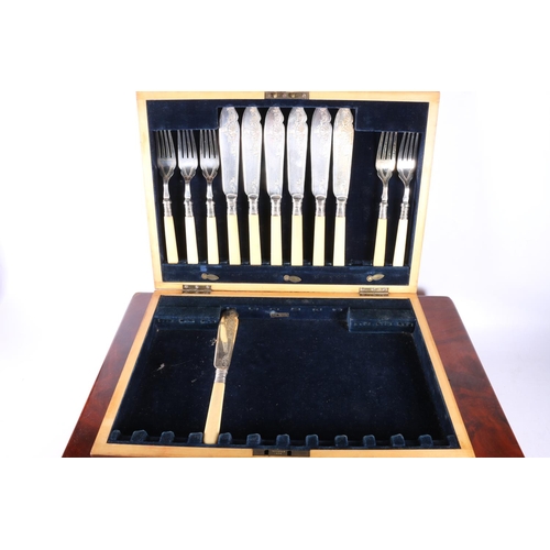 3 - Cutlery canteen with near complete set of flatware, a cased pair of berry spoons, and another cutler... 